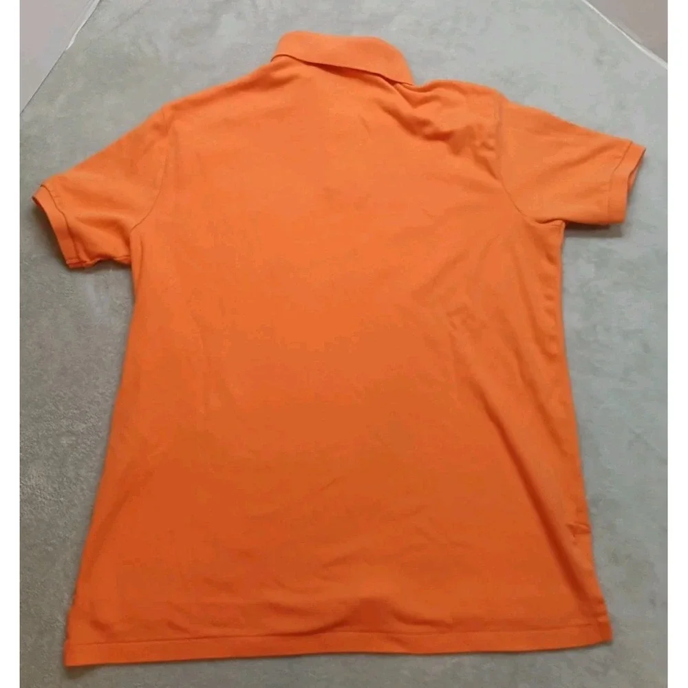 Polo Ralph Lauren Shirt Mens L Short Sleeve Orange Polo Green Pony Custom Fit.